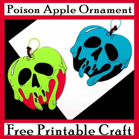 Poison Apple Ornament Craft Disney - Printables 4 Mom Poison Apple Ornament, Poison Apple Craft, Poison Apple Svg, Snow White Crafts, Disney Tree, Love Advent Calendar, Apple Template, Paper Apple, Christmas Advent Calendar Diy