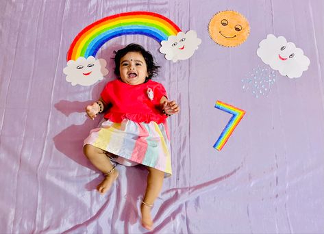 Rainbow theme - 7 Months 7 Colors Rainbow Theme Baby Photoshoot, 7th Month Baby Photoshoot Ideas, 7months Baby Photoshoot Ideas, 7 Months Baby Photoshoot, Month Baby Photoshoot Ideas, Monthly Photoshoot, 7th Month, 7 Month Baby, Baby Photoshoot Ideas