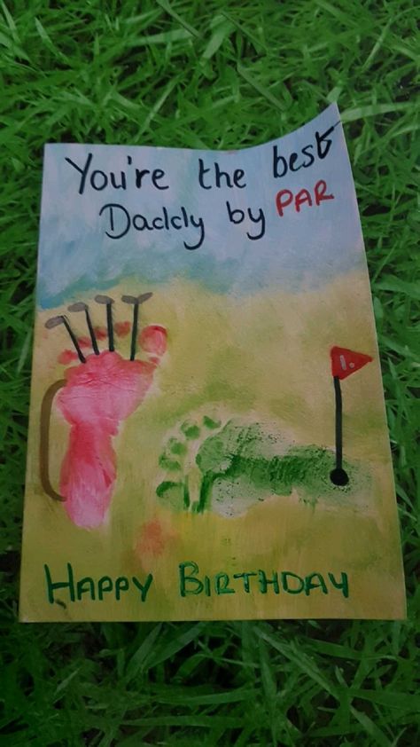 Golf Footprint, Baby Footprint Crafts, Baby Art Crafts, Diy Father's Day Cards, Quotes Girlfriend, Baby Footprint Art, Diy Father's Day Crafts, Babysitting Crafts, Golf Baby