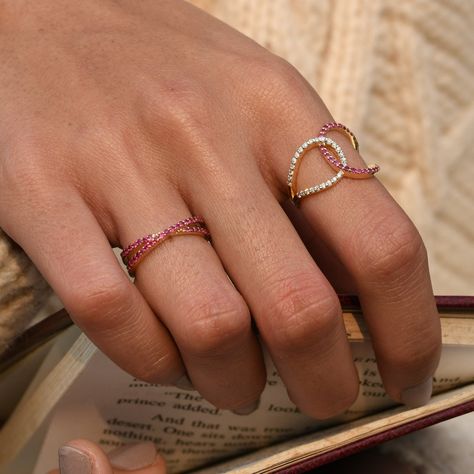 Criss Cross Wedding Band, Gold Cross Ring, Eternity Rings Stackable, Gold Ring Stacking, Stacked Wedding Bands, Ruby Bands, Stacked Wedding Rings, 14k Gold Wedding Band, Double Band Rings