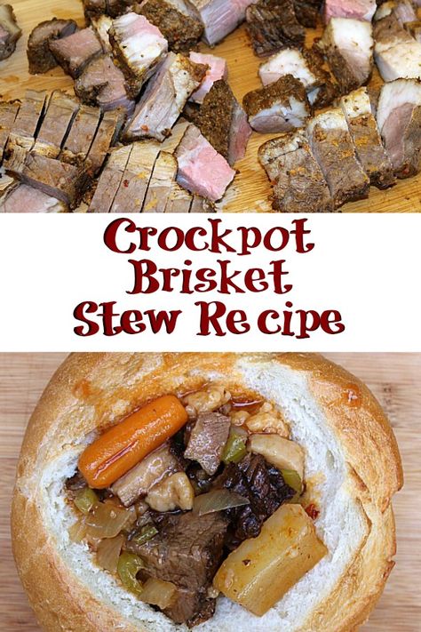 Crockpot Brisket Stew Recipe - Cook Eat Go Cooked Brisket Recipes, Leftover Smoked Brisket, Crockpot Brisket, Brisket Stew, Beef Brisket Chili, Stew Crockpot, Beef Brisket Recipes, Leftover Beef, Brisket Chili