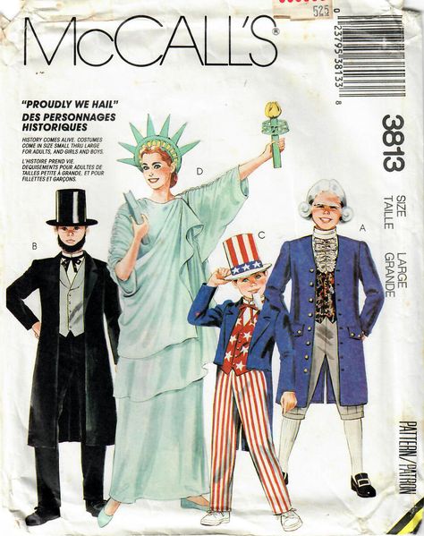 Abraham Lincoln Costume, Uncle Sam Costume, Patriotic Costumes, Abe Lincoln, Costume Sewing Patterns, Costume Patterns, Lady Liberty, Mccalls Sewing Patterns, Uncle Sam