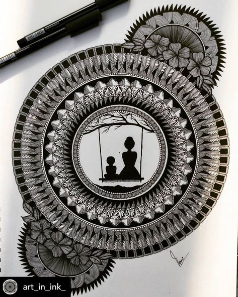 Mandala Creative, Buddha Art Drawing, Easy Mandala Drawing, Boho Art Drawings, Buddha Art Painting, Mandala Art Therapy, Pen Art Drawings, Beautiful Art Paintings, Mandala Art Lesson