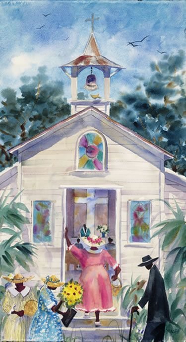 Southern Watercolor Art, Southern Paintings, Church Artwork, Southern Art, Sons Day, Religious Artwork, Church Pictures, Black Church, Old Churches