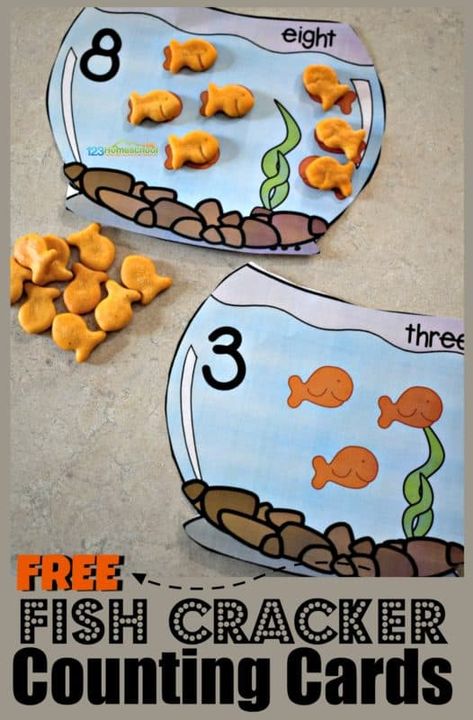 Math Activities For Toddlers, Toddler Math, Fish Crackers, Kids Thanksgiving, Fun Math Activities, Counting Cards, Two Fish, Counting Activities, Math Activities Preschool