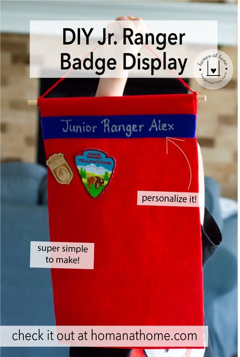 This easy-to-make Jr Ranger badge display is the perfect way to showcase your little ones’ accomplishments! Junior Ranger Badge Display, Junior Ranger Badge, Junior Ranger, Badge Display, Rainy Day Activities For Kids, Display Banners, Puff Paint, Rainy Day Activities, Summer Activities For Kids