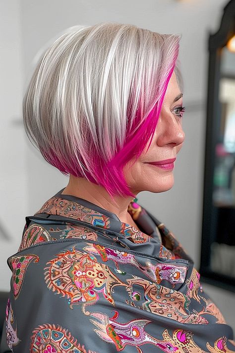 Best Bob Haircuts for Women Over 60 - Page 5 of 26 - Cuts & Hues A Line Bob, Straight Bob Hairstyles, Best Bobs, Best Bob Haircuts, Short Shag Haircuts, Straight Hair Cuts, Classic Bob, Pink Highlights, Color Accents