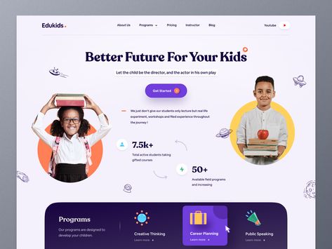 Online Learning Platform for Kids by Farzan Faruk 👑 on Dribbble Best Ux Design, Learning Website Design, Desain Ui, Ui Design Website, School Website, Salalah, Website Design Layout, Career Planning, Learning Platform