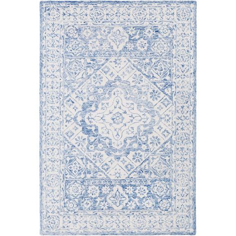 Azulejo Hand Hooked Rug - Shades of Light Hooked Wool, Ivory Area Rug, Ivory Rug, Traditional Area Rugs, Blue Ivory, White Area Rug, My New Room, Indoor Area Rugs, Beige Area Rugs