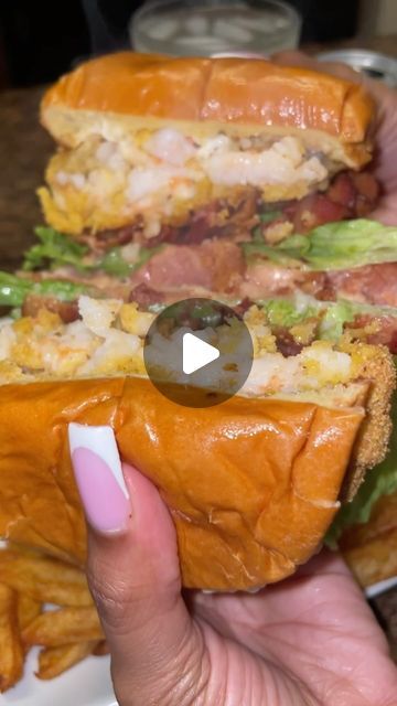 Destiny symone on Instagram: "Shrimp BLT 🍤" Shrimp Blt Sandwich, Shrimp Burger, Shrimp Sandwich, Blt Sandwich, Haitian Food Recipes, Shrimp Recipes For Dinner, Easy Seafood, Seafood Dishes, Shrimp Recipes