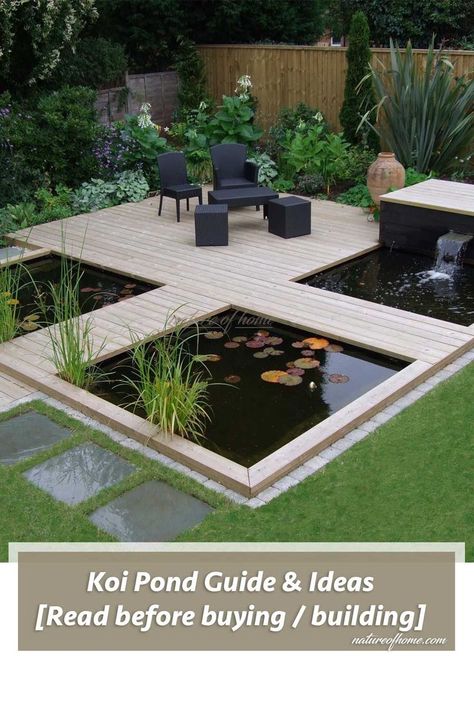 koi pond Koi Pond Design, Deck Plan, Kolam Koi, Taman Air, Garden Pond Design, Diy Pond, Minimalist Garden, Pond Landscaping, Pond Design