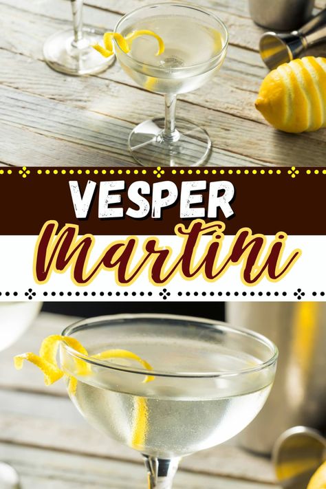 Channel your inner 007 with the Vesper martini! Made with gin, vodka, and Lillet Blanc, it's James Bond's drink of choice. Vesper Martini Recipe, Fancy Ice Cubes, Vesper Martini, Famous Cocktails, Martini Recipe, Liquor Drinks, Alcohol Drinks, Cocktail Drinks Recipes, Drinks Recipes