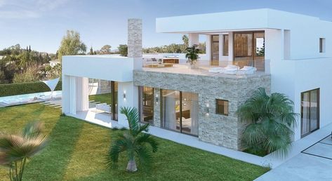 Marbella Villas, Villa Project, Marbella Spain, Best Golf Courses, Modern Style House Plans, Andalusia Spain, Bungalow Style, Box Houses, Modern Mansion