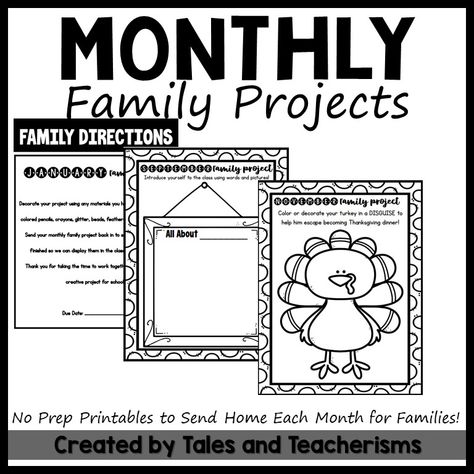 Celebrate each month of the year! Begin to teach responsibility with monthly family homework projects. Children and families will work on each project together, decorating their seasonal picture creatively. Completed projects will be turned in and used in a class display! January Family Project, Monthly Activities, Family Projects, Class Displays, Family Engagement, Family Project, Classroom Community, Hands On Learning, Children And Family