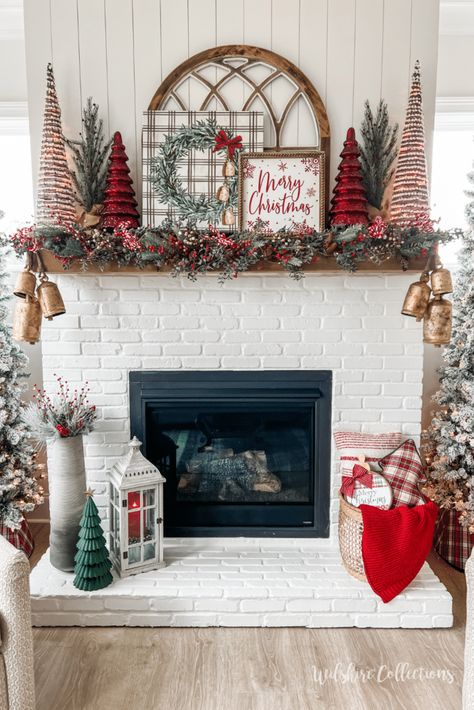 Christmas Mantel Decorating Ideas, Christmas Porch Ideas, Mantel Decorating Ideas, Personalized Place Cards, Mantel Decorating, Christmas Decorating Ideas, Christmas Mantle Decor, Christmas Fireplace Decor, Christmas Tree Decorations Diy