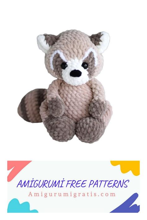 Cute Animal Amigurumi Free Pattern, Crocette Patterns Free, Amigurumi Woodland Animals Free Crochet, Crochet Badger Pattern, Chenille Amigurumi Crochet, Crochet Amigurumi Raccoon Free Pattern, Free Crochet Raccoon Pattern, Amigurumi Raccoon Free Pattern, Chenille Yarn Amigurumi