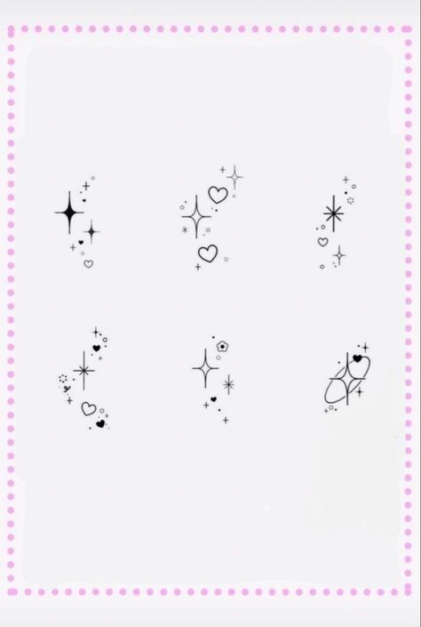 Heart Star Tattoo, Kaomoji Tattoo, Heart And Star Tattoo, Vintage Aesthetic Tattoos, Tattoo Ideas Aesthetic, Aesthetic Stars, Sparkle Tattoo, Tattoos Cute, Small Girly Tattoos