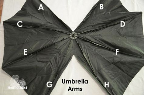 4. umbrella arms Umbrella Bat Wings, Diy Bat Wings No Sew, Womens Bat Costume, Bat Costume Women's, Diy Bat Wings, Bat Wings Diy, Kids Bat Costume, Bat Costumes, Diy Bat Costume