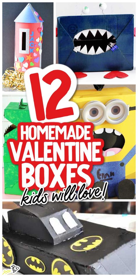 12 Valentine Boxes Kids Will Love Kids Valentines Boxes For School Boys, Valentine's Boxes For Boys, Valentine Box Ideas For School Boys, Valentine Boxes For Boys, Homemade Valentine Boxes, Valentine's Boxes, Girls Valentines Boxes, Valentine Boxes For School, Diy Valentines Box