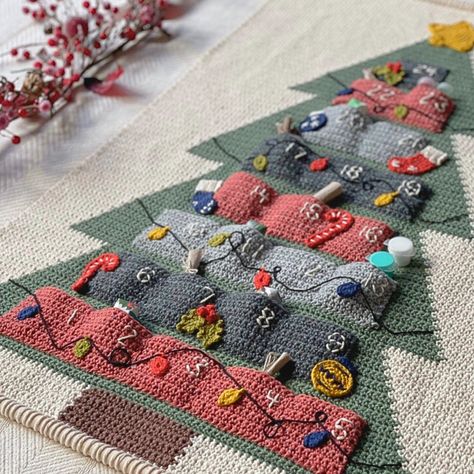 Crochet Advent Calendar Pattern: Free Festive DIY Holiday Decor! Crochet Advent Calendar Ornaments, Crochet Stocking Advent Calendar, Christmas Crochet Patterns Free Advent Calendar, Diy Advent Calendar Crochet, Advent Crochet Patterns, Knitted Advent Calendar, Crocheted Advent Calendar, Knit Advent Calendar, Crochet Christmas Calendar