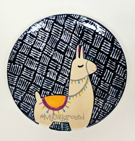 Llama Pottery Plate Bisque Fortnite Llama Pottery Painting, Llama Llama, Pottery Projects, Diy Pottery Painting, Pottery Plate, Diy Pottery, Pottery Plates, Pottery Painting, Ceramic Painting