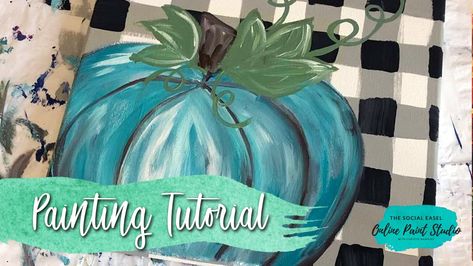 How To Paint Pumpkins On Canvas, Fall Canvas Painting Ideas Easy Diy, Pumpkin Painting On Canvas, Pumpkin Acrylic Painting, Pumpkin Canvas Painting, Social Easel, Paint Autumn, Video Painting, Fall Paintings