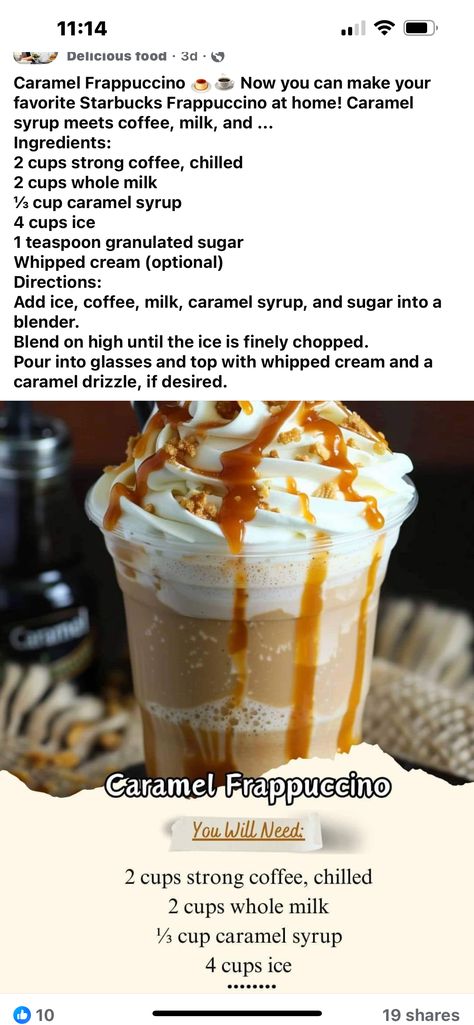 Coffee Party Bar, Caramel Coffee Recipes, Diy Cool Whip, Caramel Frappe Recipe, Cold Coffee Drinks Recipes, Flavored Coffee Recipes, Mocha Macchiato, Coffee Drinks Recipes, Frappe Recipe