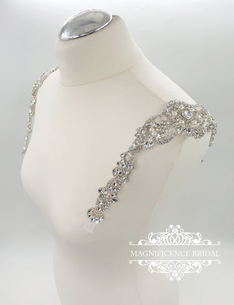 Bridal Straps, Dress Embellishments, Pearl Straps, Wedding Dress Beaded, Couture Beading, Silver Dresses, Bling Dress, Dress Straps, Straps Dress