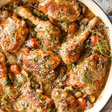 BEST Chicken Fricassee (How to Make ahead/Freeze + Step by Step Photos) Chicken Fricasse Recipe, Table Meals, Chicken Fricassee, Chicke Recipes, Can Chicken, Sunday Dinners, Carlsbad Cravings, Skillet Recipes, Farm Lifestyle