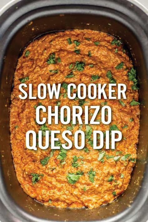 Slow Cooker Chorizo, Creamy Queso Dip, Chorizo Queso Dip, Mexican Cheese Blend, Chorizo Queso, Beef Chorizo, Crock Pot Dips, Mexican Appetizers, Chorizo Recipes