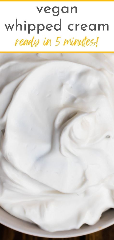 Whip up a Sweet and Silky Dairy-Free Whipped Cream in Minutes! This easy recipe calls for just 2 ingredients and a whisk, resulting in a dreamy and luscious topping for your favorite desserts. It's perfect for adding a touch of indulgence to your vegan or paleo treats. Dairy Free Cool Whip Recipe, Organic Whipped Cream, Vegan Cool Whip Recipe, Dairy Free Cool Whip, Vegan Cool Whip, Dairy Free Dessert Recipes Easy, Almond Milk Whipped Cream, Dairy Free Chocolate Dessert, Dairy Free Whipped Cream