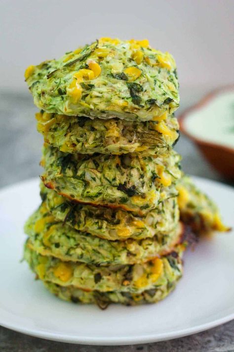 Zucchini Cottage Cheese, Zucchini And Corn Fritters, Cheese Fritters, Zucchini Corn Fritters, Cottage Cheese Dips, Zucchini Corn, Cauliflower Fritters, Zucchini Soup, Puff Pastry Tart