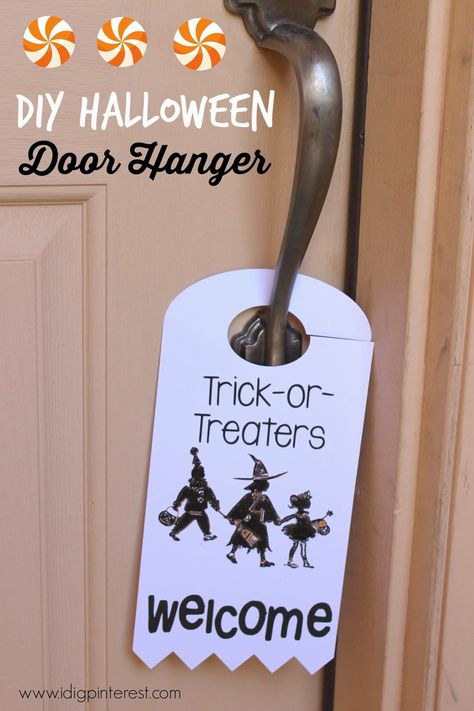 I'm so excited to kick off this year's Halloween Extravaganza with this cute "Trick-or-Treaters Welcome" door hanger that I created for Halloween night to let the mini witches, ghosts, and goblins know that we're loaded with candy and we want to get rid of it! Ha! Halloween Diy Door, Ghosts And Goblins, Halloween Themed Food, Silhouette Halloween, Halloween Tricks, Halloween Door Hanger, Welcome Door Hanger, Clever Halloween Costumes, Halloween Door Hangers