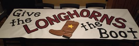 Longhorns football run through sign Country Theme Football Game Signs, Homecoming Run Through Signs Football, Football Banners Run Through, Run Through Signs Football, Fnl Signs, Football Game Signs, Pep Rally Themes, Run Through Signs, High School Football Posters