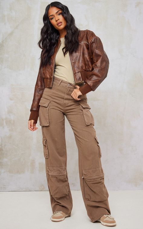 Brown Cargo Pants Outfit Women, Brown Cargo Pants Outfit, Denim Jeans Outfit, Cargo Pants Outfit Women, Brown Cargo Pants, Cargo Pants Outfit, Jeans Cargo, Acid Wash Jeans, Tall Jeans