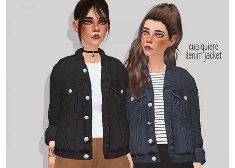 Pure Sims: Denim jacket • Sims 4 Downloads Sims 4 Jean Jacket, Sims 4 Denim Jacket, Sims 4 Cc Kids Clothing, Sims 4 Cc Makeup, Sims 4 Cc Skin, The Sims 4 Download, Sims 4 Mm, Best Sims, Sims4 Clothes