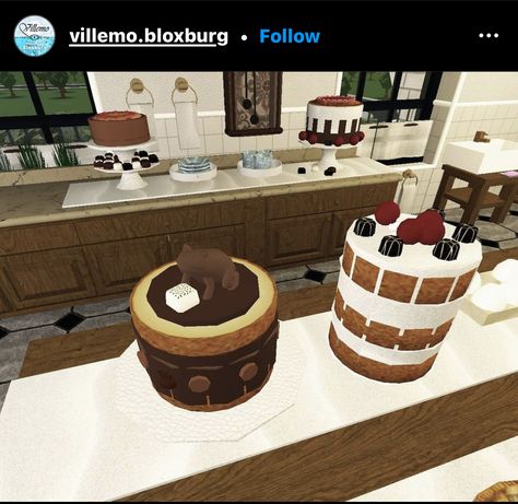 Bloxburg Cake Hacks, Bakery Bloxburg Interior, Bloxburg Cake Ideas, Cake Decals Bloxburg, Bloxburg Picnic, Bloxburg Pizza Shop, Bloxburg Food Hacks, Bloxburg Town Codes, Bloxburg Cake