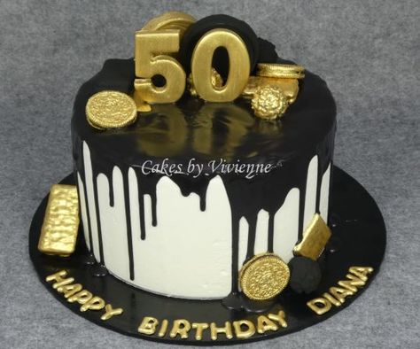 Black and Gold 50th Birthday Cake Gold 50th Birthday Cake, Funny 50th Birthday Cakes, 50th Birthday Cake For Women, 50th Birthday Cakes For Men, Golden Birthday Cakes, 22nd Birthday Cakes, Buttercream Birthday Cake, 50th Birthday Cake Toppers, Dad Birthday Cakes