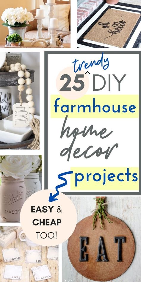 Diy Farmhouse Ideas, Farmhouse Diy Projects, Cheap Diy Home Decor, Farmhouse Crafts, Country Chic Cottage, Country Diy, Farmhouse Home Decor, Easy Cheap, Farmhouse Decoration