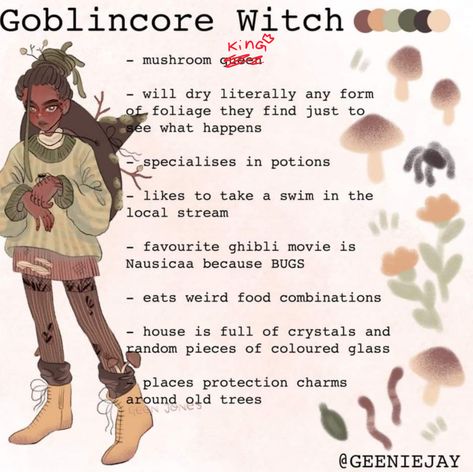 Gremlincore Drawing, Goblincore Aesthetic Art, Witch Aesthetic Drawing, Goblin Core Art, Cottagecore Character Design, Book Of Shadows Ideas Inspiration, Witchcraft Drawing, Goblin Witch, Goblin Core Aesthetic