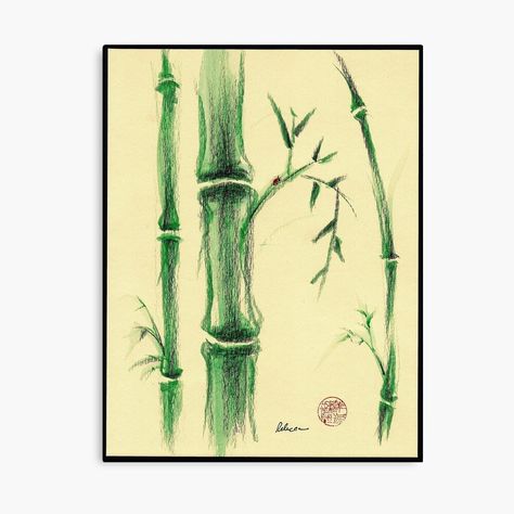 Bamboo Art Painting, Bamboo Cross, Bamboo Drawing, Forest Sketch, Pencil And Watercolor, Bamboo Art, Ink Brush, Cross Tattoo, Color Pencil Drawing