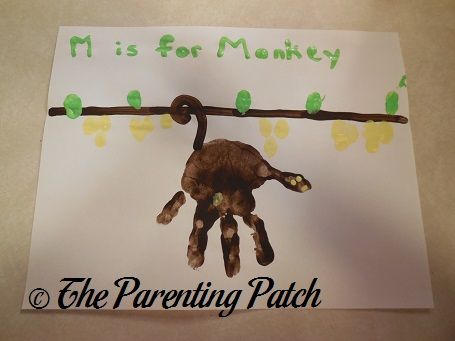 M Is for Monkey Handprint Craft | Parenting Patch Letter Handprints, Monkey Handprint, M Is For Monkey, Toddler Alphabet, Make A Letter, L Is For Lion, Summer Animals, C Is For Cat, Fingerprint Crafts