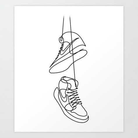 Sneakers Drawing in One Line Art Print by catbydesign | Society6 | Sneaker art, Line art tattoos, Sneakers drawing Hipster Prints, Sneakers Drawing, Sneaker Posters, Buy Sneakers, One Line Art, Simple Line Drawings, Line Art Print, Sneaker Art, Line Art Tattoos