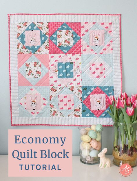 Square in a Square Quilt block tutorial by Amy Smart | Diary of a Quilter Economy Quilt Block, Economy Quilt, Square In A Square Quilt, Quilted Items, Free Quilt Tutorials, Gingham Quilt, Diary Of A Quilter, Bear Paw Quilt, Baby Quilt Tutorials