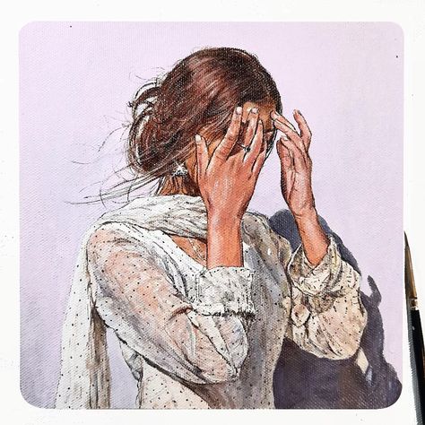 Aesthetic Acrylic Painting, Faded Quotes, Girls Painting, Copic Marker Drawings, Painting Materials, Watercolor Portrait Painting, Abstract Portrait Painting, Human Figure Sketches, Girls Dps