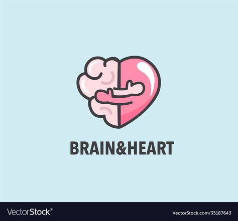 Brain Illustration, Heart And Brain, Brain Logo, Clinic Logo, Logo Banner, Brain Connections, Brain And Heart, Love Logo, Heart Symbol