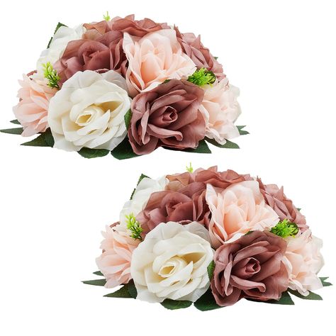 PRICES MAY VARY. Package Includes: 2 pack artificial flowers and 2 ties, vases are not included. Size: 9.5inch/ 24cm in diameter, 4.75inch/ 12cm high. SHAPE: A fake flower is hemispherical with a plastic base, these half flowerballs can be placed directly on the flower stands/vases or on the table. IY with Free Zip Ties: First,These artificial flowers can be used as table decorations. Second, they can be placed directly on the table, are very economical, and dress up nicely. Thirdly, two fake ro Dusty Rose Centerpieces Wedding, Cheap Wedding Table Centerpieces, Rose Centerpieces Wedding, Centerpieces For Weddings, Rose Gold Flowers, Ivory Bouquet, Bouquet Party, Flower Balls, Graduation 2024