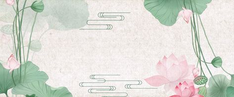 Chinese Style Lotus Banner Poster Chinese Banner, Retro Invitation, Lotus Wallpaper, Chinese Background, Flower Background Design, Creative Wall Painting, Presentation Backgrounds, Spring Landscape, Banner Background Images