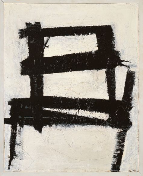 Franz Kline, The Chair, 1950,     oil on canvas, 20 ½ x 16 ⅝ in. (52.1 x 42.2 cm) framed. Collection Walker Art Center, Donated by Mr. and Mrs. Edmond R. Ruben, 1995, 1995.74. ©The Franz Kline Estate/Artists Rights Society (ARS), New York.                           Performativity and Its Addressee — On Performativity — Walker Art Center Tachisme, Franz Kline, Walker Art Center, Willem De Kooning, Action Painting, The Chair, Abstract Expressionist, Abstract Artists, White Art