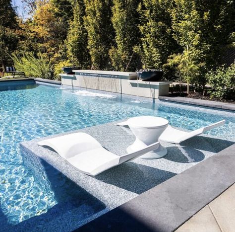 I'm sharing the best in pool chairs for your sun shelf or baja shelf! If you have a shelf inside your pool for lounging, you'll want to check out our favorite picks and which chairs are best for your space. Coastal Blue Paint, Sun Shelf, Baja Shelf, Outdoor Living Kitchen, Ledge Lounger, Pool Images, Summer Porch Decor, Pool Lounge Chairs, Living In Arizona